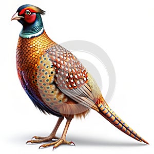 Bar-tailed Pheasant White background