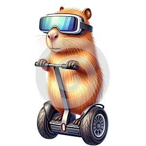 capybara standing on a segway