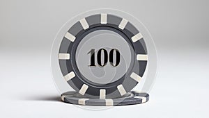 create an image of a single grey 100dollar poker chip ai generated