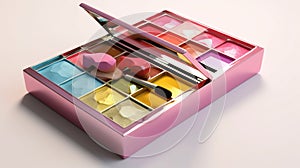 Create an image of a toy makeup kit with a pretend compac, Generative ai