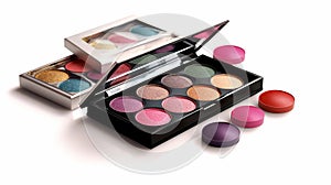 Create an image of a toy makeup kit with a pretend compac, Generative ai