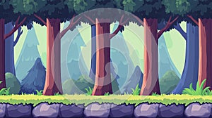 Create an immersive sidescrolling adventure with this seamless horizontal forest background, perfect for D games photo