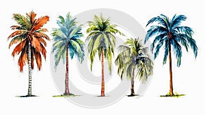 Create a lively oasis with our palm trees illustration on a white background.