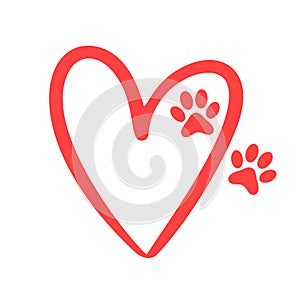 create mammal paw print background with heart design