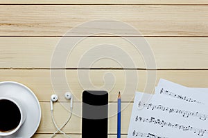 Create music sheet note paper by myself.Top view music sheet not