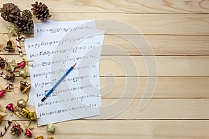 Create music sheet note paper by myself.Top view pencil,music sh