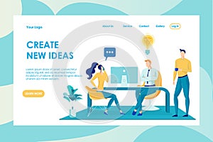 Create New Ideas Landing Page Vector Template
