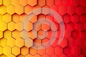 Create a pattern of hexagons with a gradient of red and yellow colors