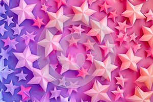 Create a pattern of stars with a gradient of pink and purple colors