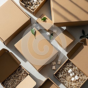 Create patterns on the boxes emphasizing the texture of the cardboard
