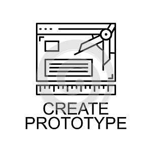 create prototype icon. Element of web development signs with name for mobile concept and web apps. Detailed create prototype icon