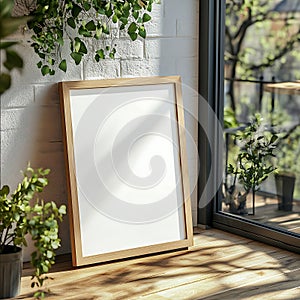 Simple wood frame mockup photo