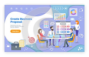 Create Teamwork Business Proposal, Website Vector