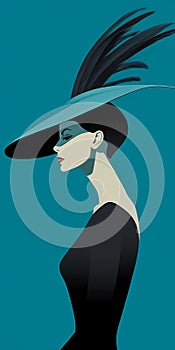 Create Tex Avery-style Image Of Christy Turlington In Blue Dress And Feathered Hat