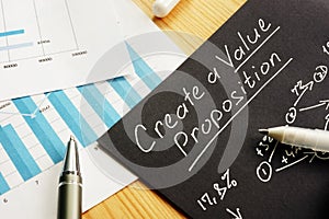 Create a Value proposition sign and business graphs