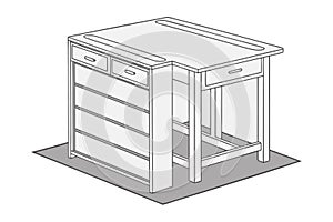 Isometric Kitchen Island Vector Illustration