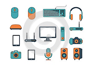 Tech Icons: Flat Vector Illustration