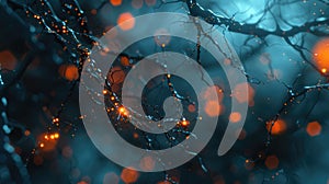 Create a visualization of a Neural Network in Artificial Intelligence using Glowing Elements. AIG53M