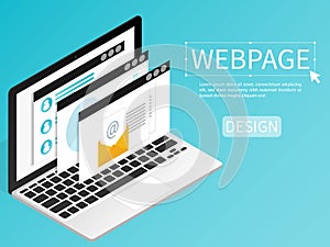 Create website webpage design computer isometric flat vector