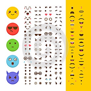 Create your own emoticon. Kawaii faces. Emoji. Avatar. Character