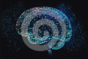 Created with Generative AI technology. artificial intelligence brain.