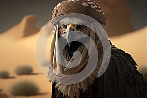 Created with Generative AI technology. a eagle in bedouin clothing