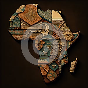 Created with Generative AI technology. Map of african continent