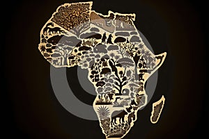 Created with Generative AI technology. Map of african continent