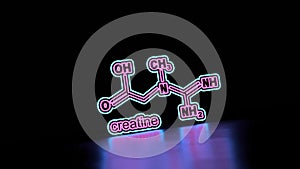 Creatine chemical formula. Thin line style