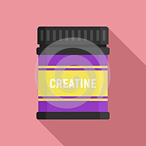 Creatine sport nutrition icon, flat style