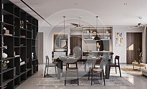 Creating a Cozy Dining Space Luxury Interior Design with Craft Wooden Table and Comfortable Chairs