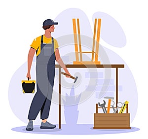 Creating furniture process vector