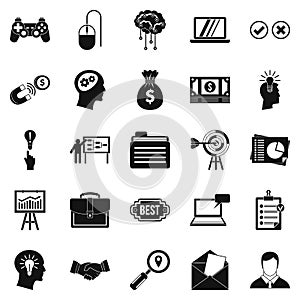 Creating game icons set, simple style