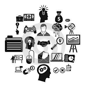 Creating game icons set, simple style