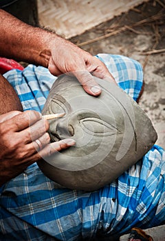 Creating Goddess Durga's head