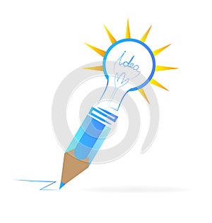 Creating ideas blue pencil graphic art logo vector image