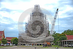Creating a large Buddha in Thailand