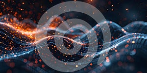 Creating a Network Connection Structure with Binary Waves and Data Points: Abstract D Rendering.