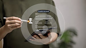 Creating Online Account with Digital Tablet and Stylus for E-Learning and Business Access