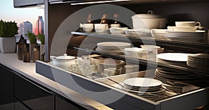 Creating an Organized and Efficient Kitchen with Streamlined Dish Arrangements