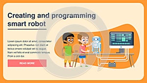 Creating and Programming Smart Robot. Flat Page.