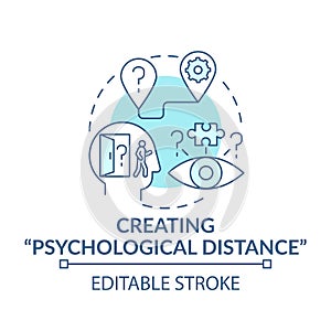 Creating psychological distance blue concept icon