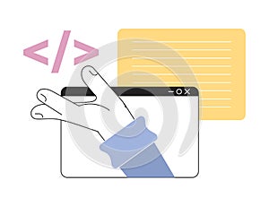 Creating website script line concept vector spot illustration