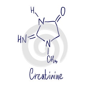 Creatinine chemical structure. Vector illustration Hand drawn.