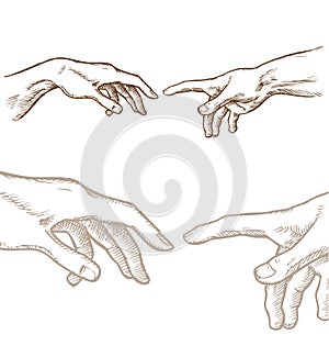 Creation of Adam hand draw