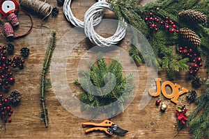 Creation of Christmas wreaths