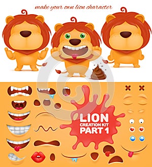 Creation kit of emoticon cartoon lion character