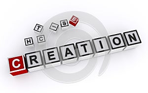 creation word block on white