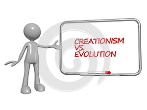creationism vs. evolution on white