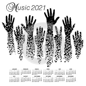 A creative 2021 musical calendar made with hands